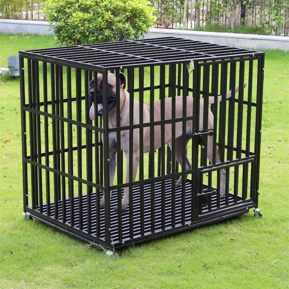 Heavy-Duty Lockable Dog Crate with Removable Tray