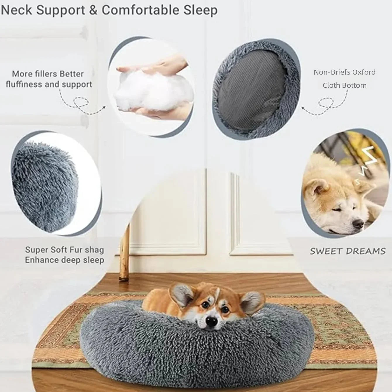 Fluffy Round Pet Bed (Machine Washable) - Maximum Comfort and Versatility