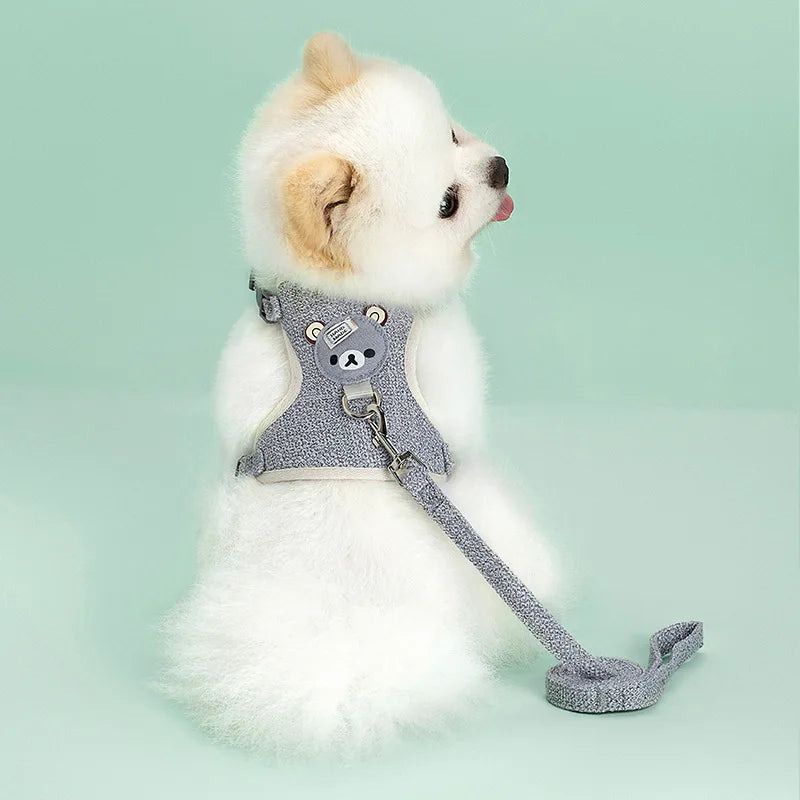 Cute Bear Comfort Harness and Leash Set for Small Dogs