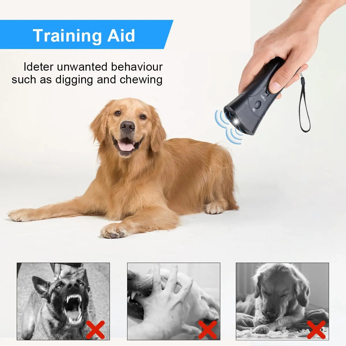 Portable Ultrasonic Anti-Barking & Training Device with LED