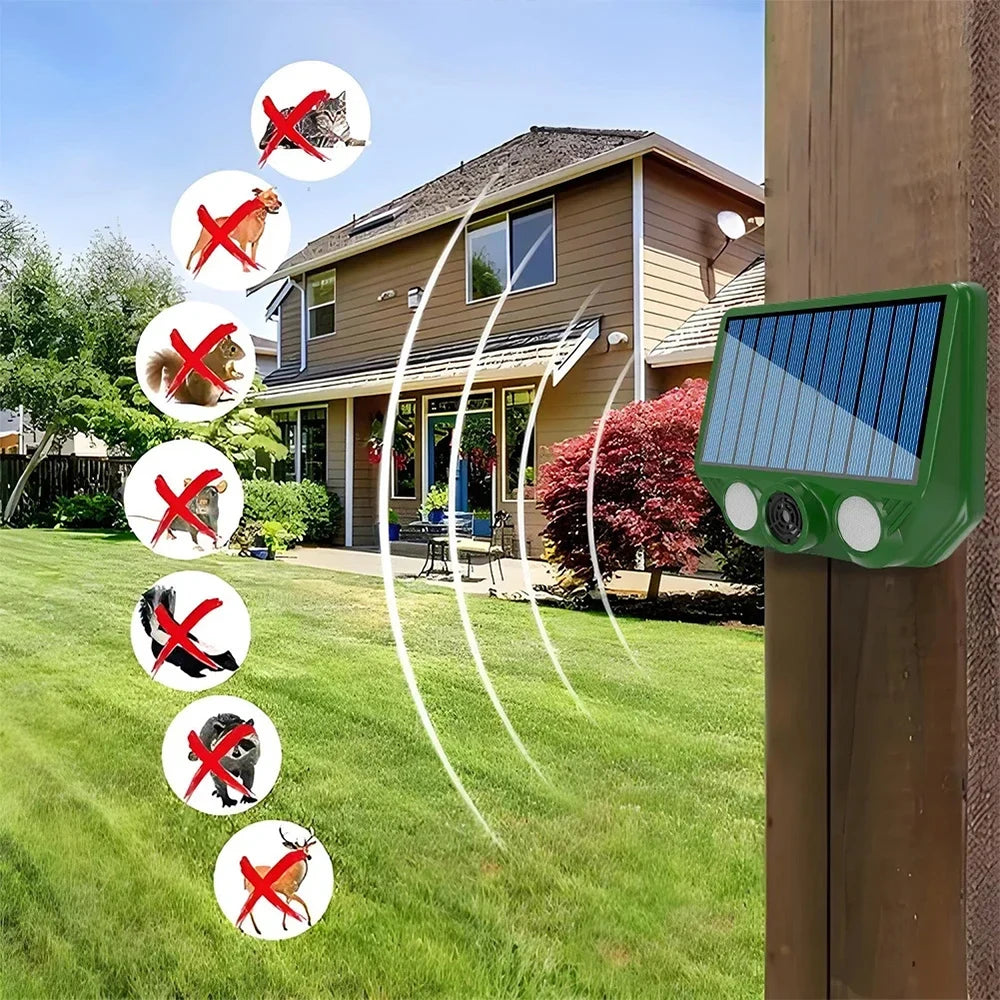 Solar-Powered Ultrasonic Outdoor Animal Repellent