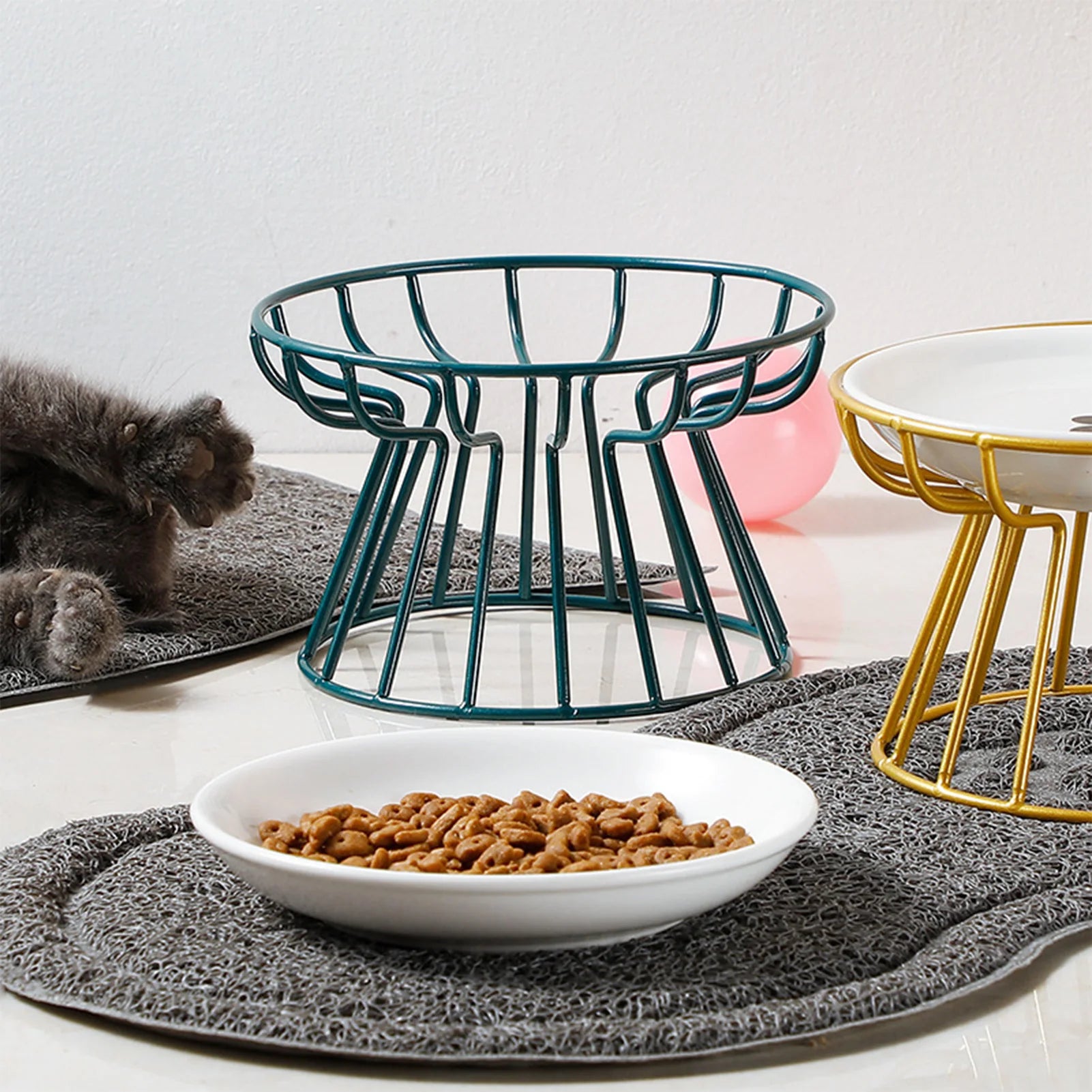 Ceramic & Wire Elevated Pet Feeder