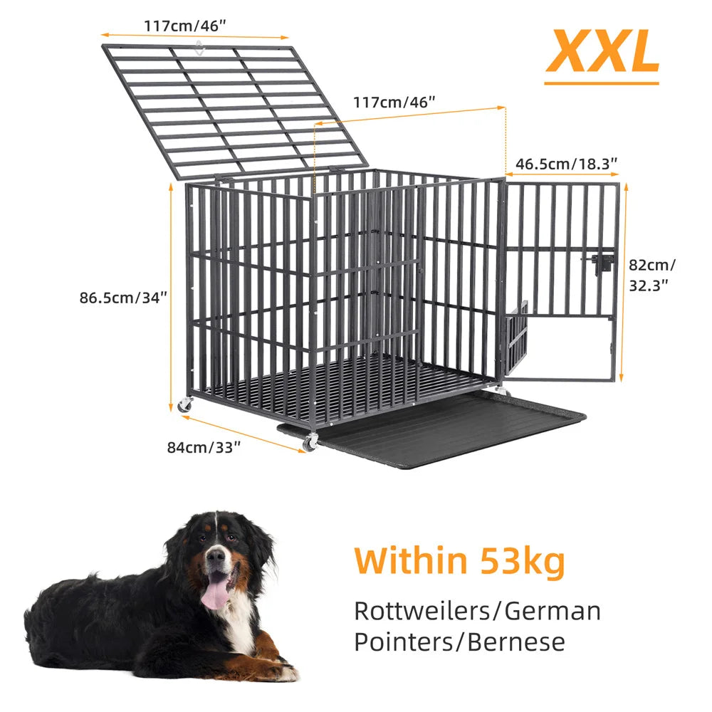 Heavy-Duty Lockable Dog Crate with Removable Tray