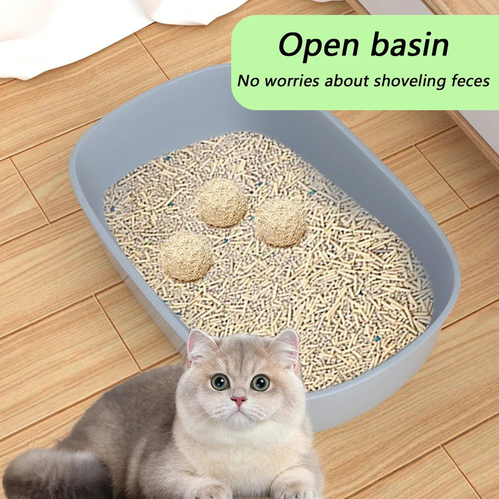 High-Sided Litter Box with Scoop for Mess Containment