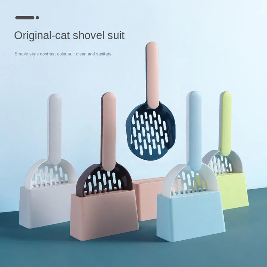 Modern Industrial Style Cat Litter Scoop and Stand Set