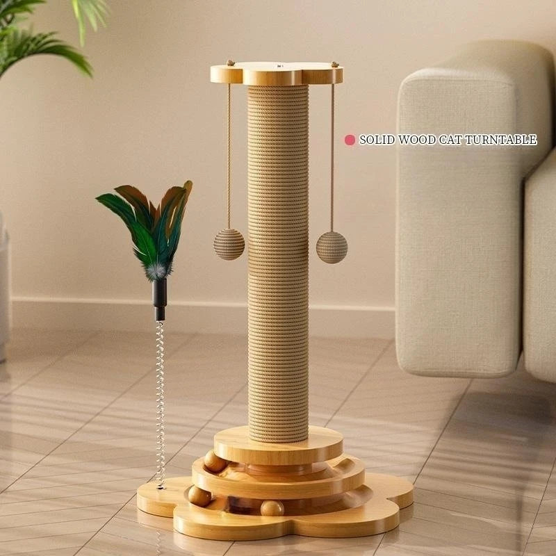 Multi-Activity Sisal Cat Scratching Tower with Interactive Toy Base