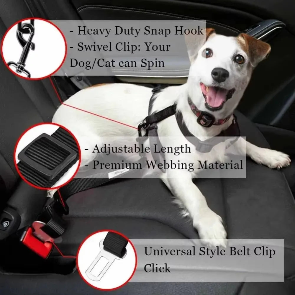 Universal Swivel Clip Adjustable Pet Safety Seat Belt