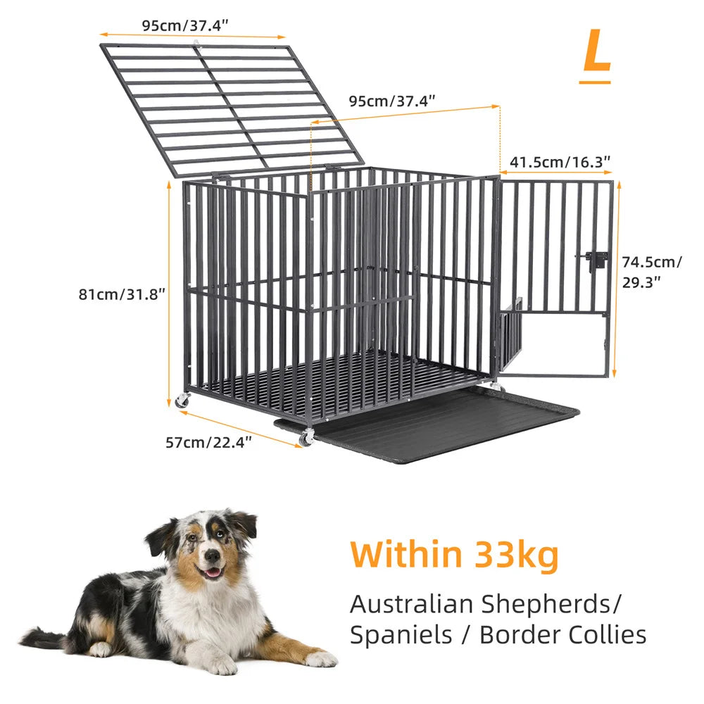 Heavy-Duty Lockable Dog Crate with Removable Tray