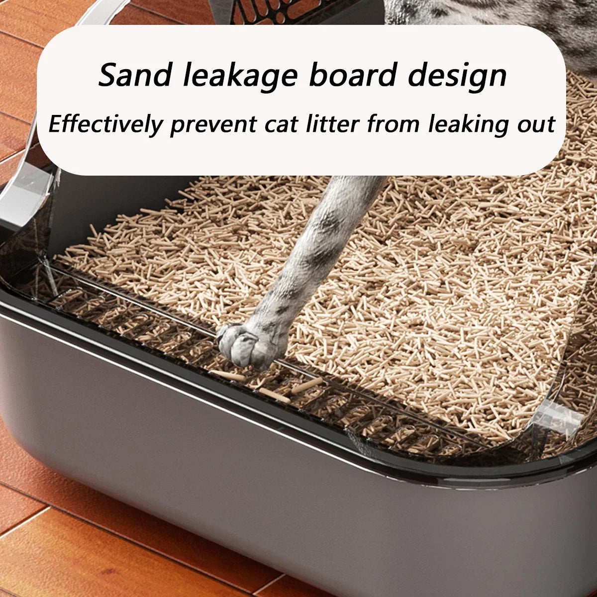 High-Sided Litter Box with Scoop for Mess Containment