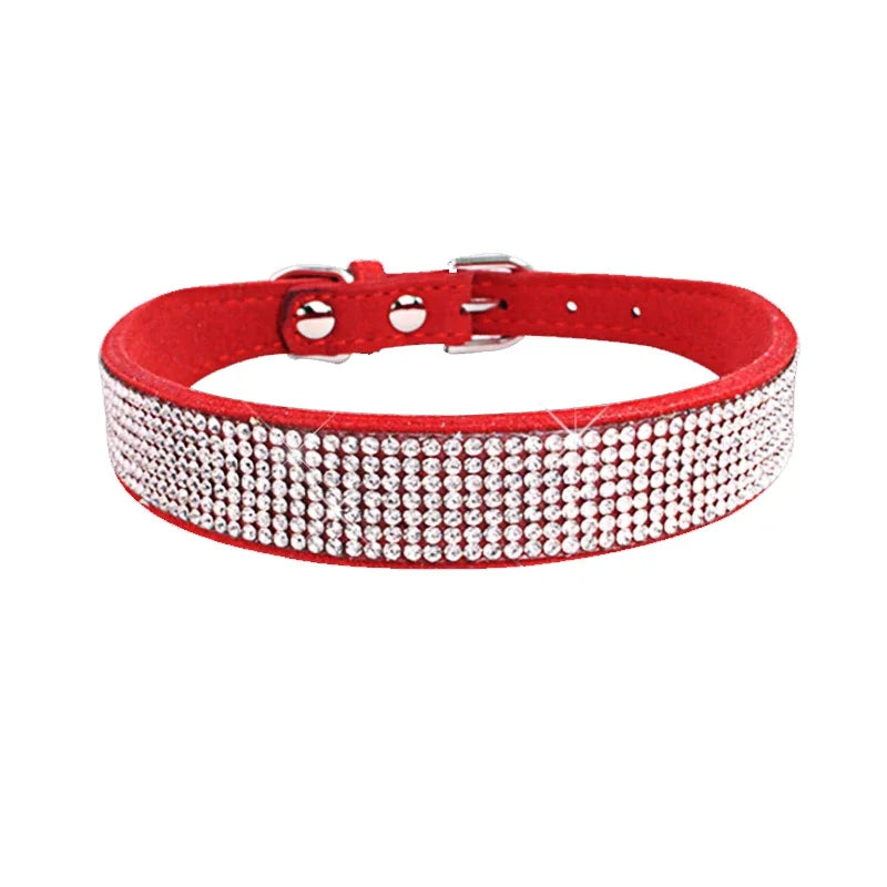 Korean Velvet Luxe Rhinestone Dog Collar