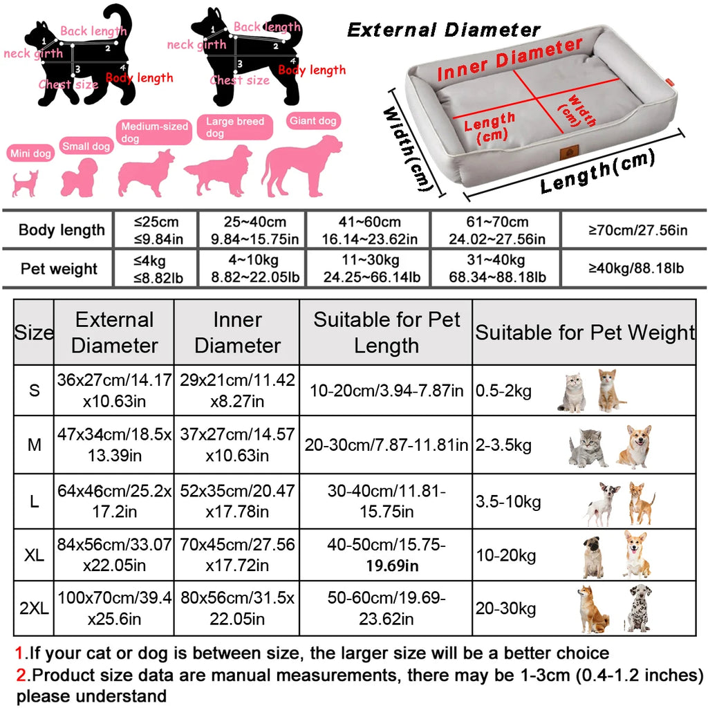 Waterproof Rectangular Dog Bed - Orthopedic Support and Easy to Clean