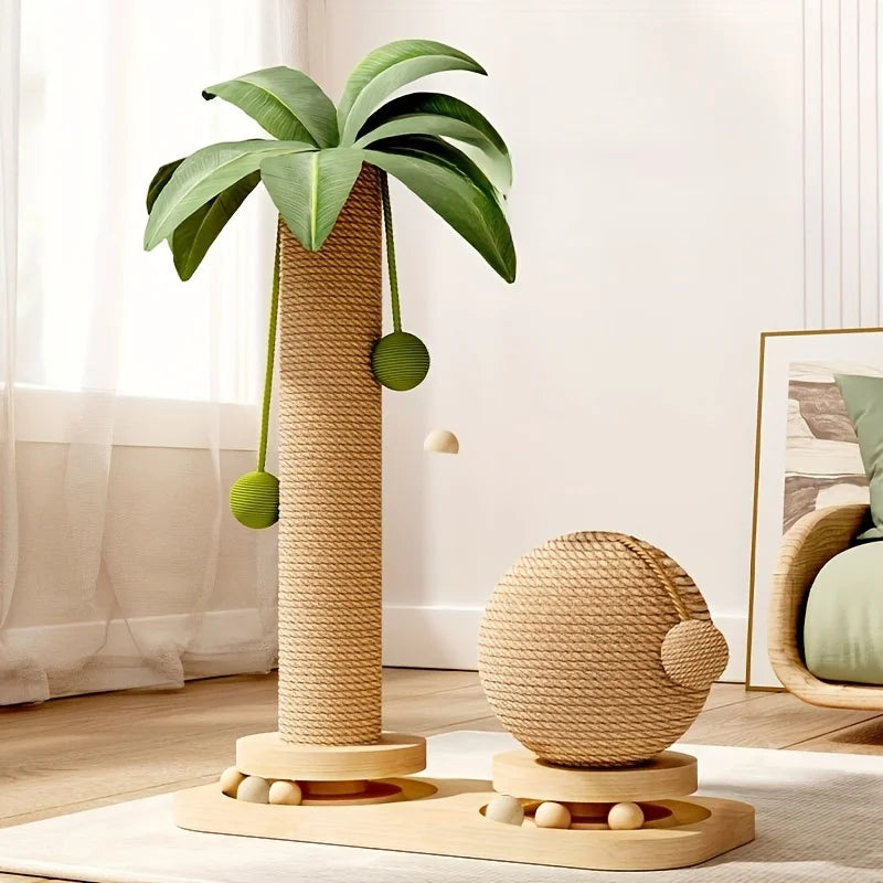 Durable Coconut Tree Themed Cat Scratching Tower