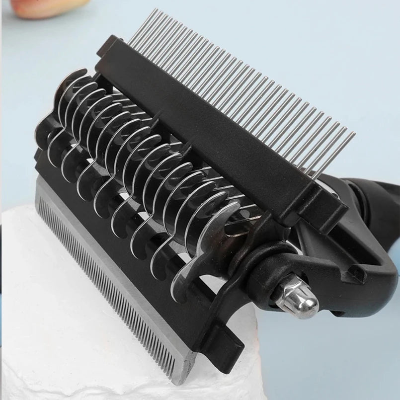 Pro-Grade 3-in-1 Rotating Head Deshedding & Dematting Rake
