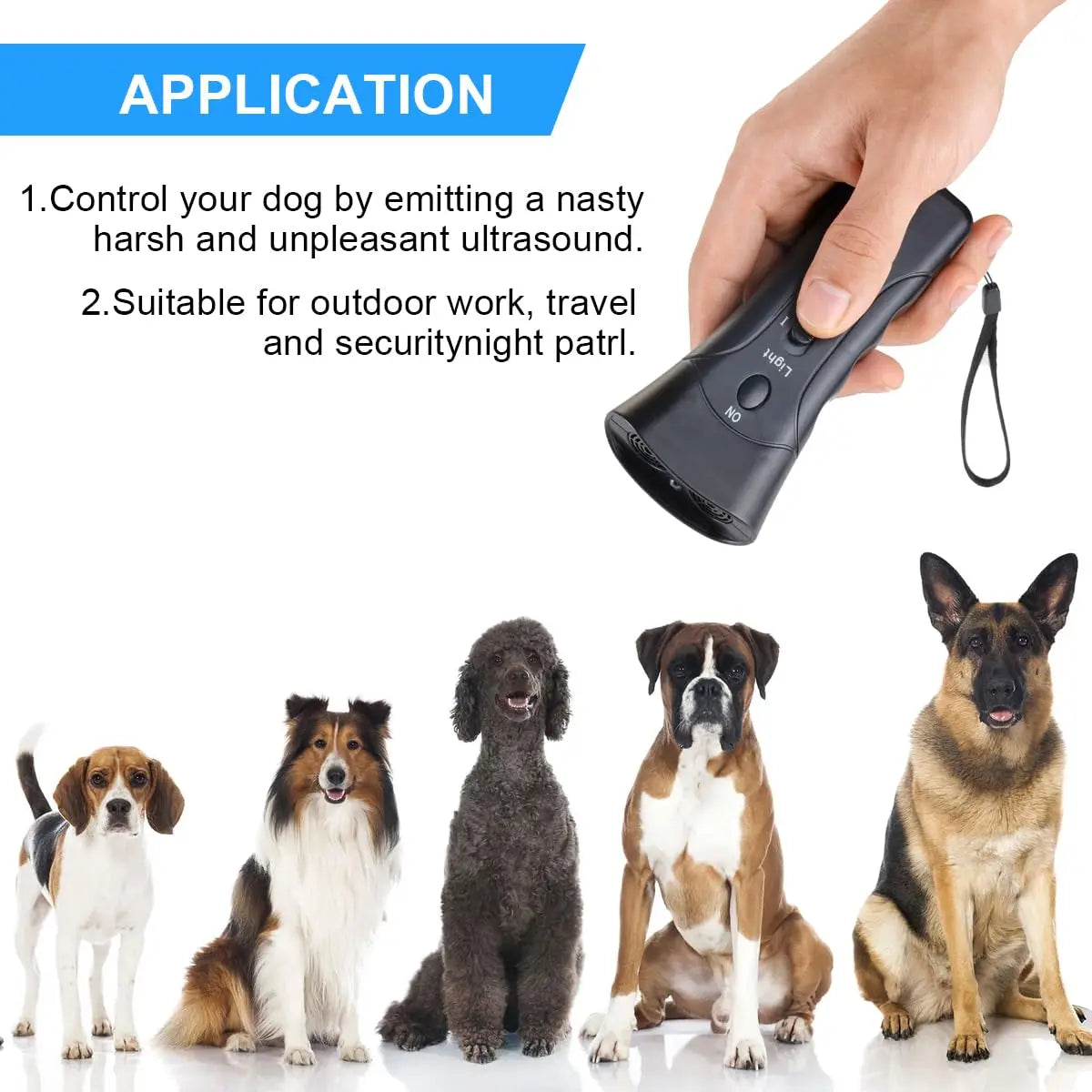Portable Ultrasonic Anti-Barking & Training Device with LED