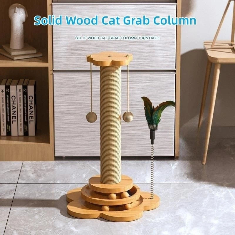Multi-Activity Sisal Cat Scratching Tower with Interactive Toy Base