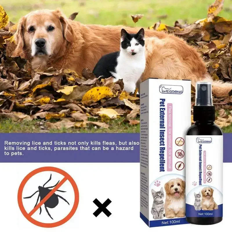 4-in-1 Pet External Insect Repellent Spray (100ml) + Free Tick Tools