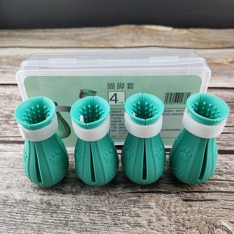 Silicone Anti-Scratch Cat Paw Protectors (For Bathing & Grooming)