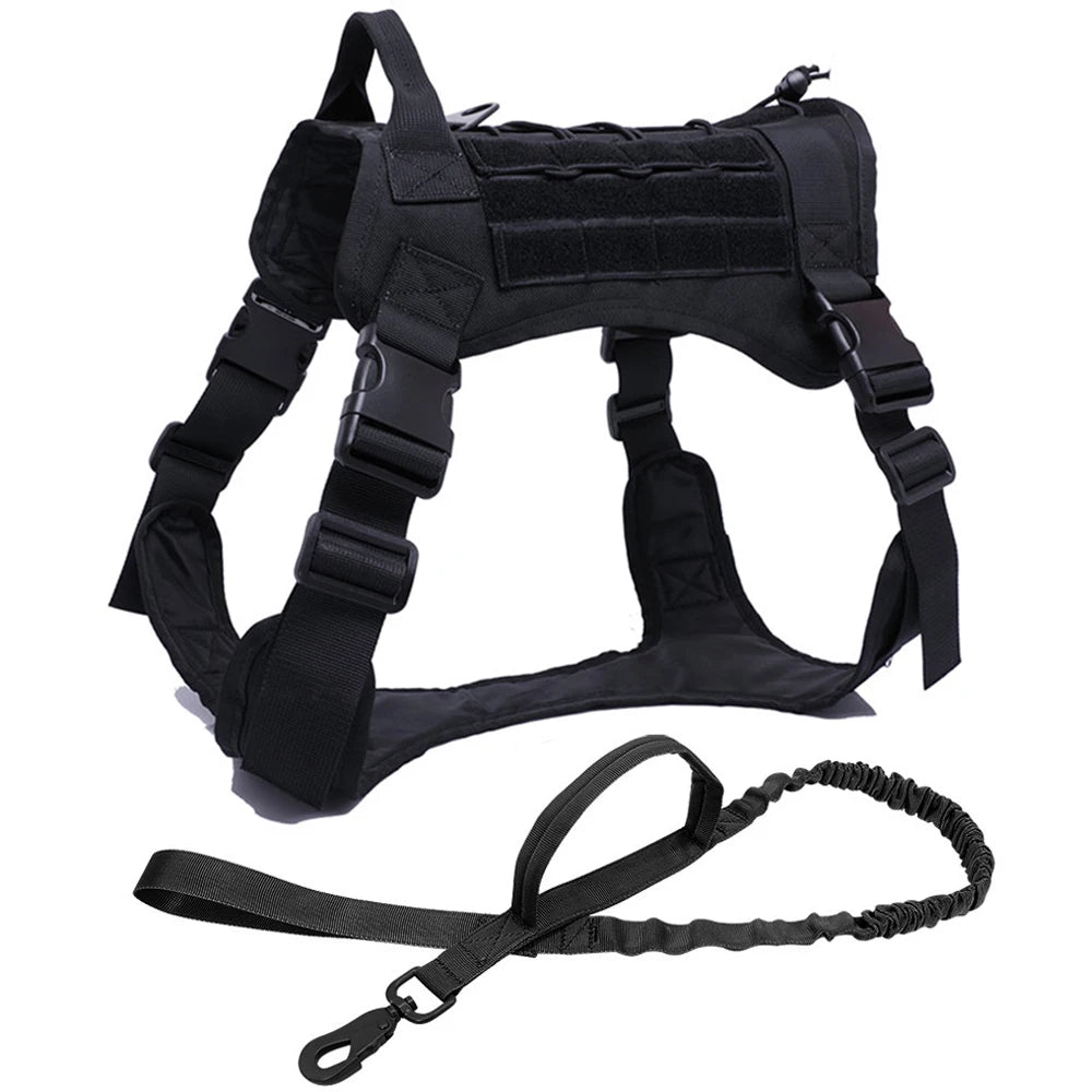 Heavy-Duty Tactical No-Pull Dog Harness and Bungee Leash Set