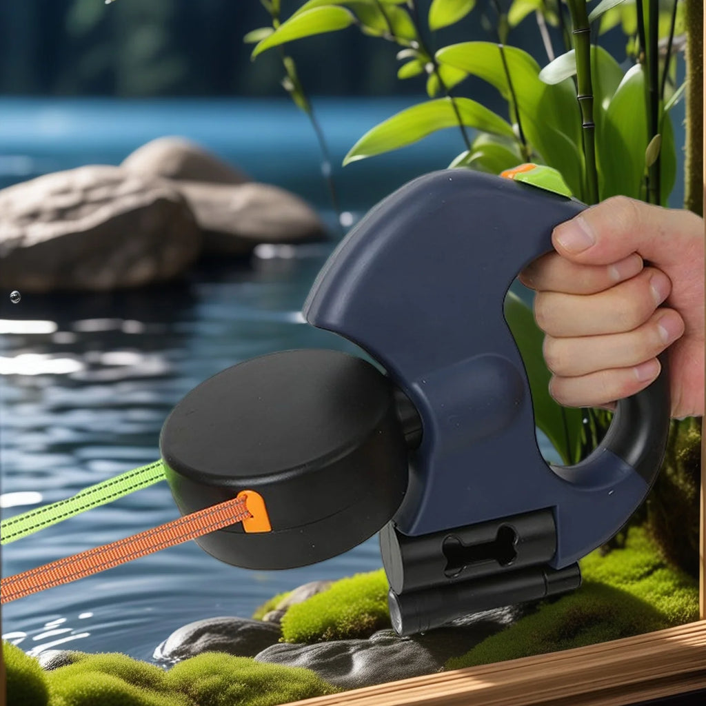 Dual-Dog Night-Safety Retractable Leash (3m Length, with LED)