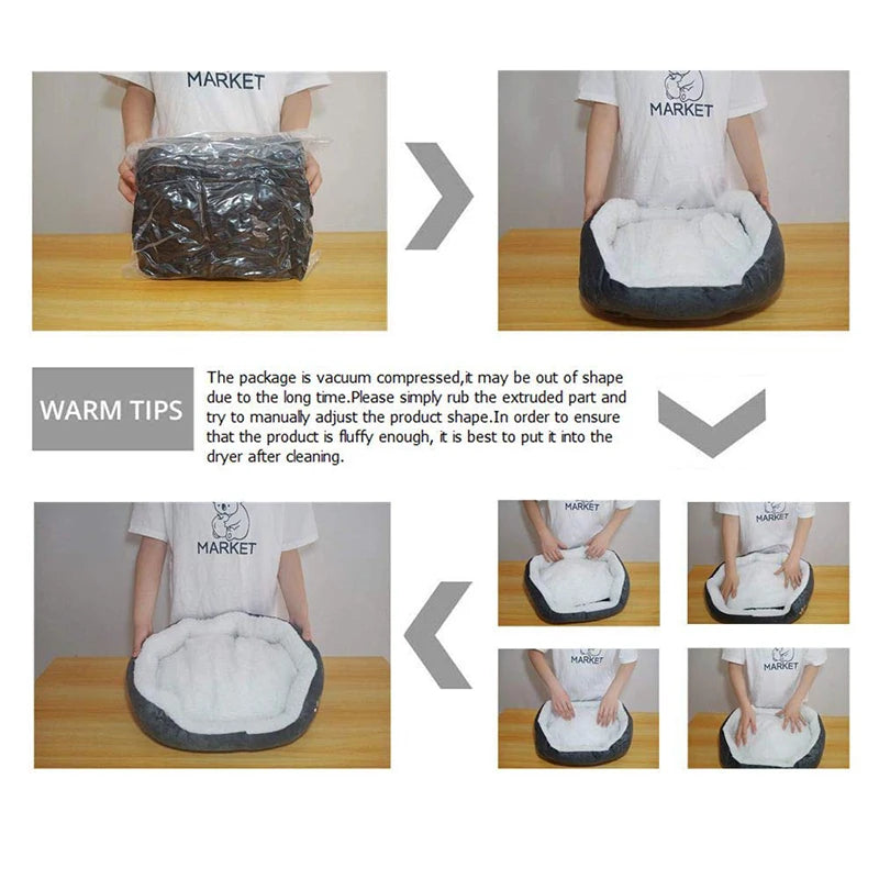 Cozy Plush Cave Bed for Dogs and Cats - Soft Plush with Sherpa Fleece Interior