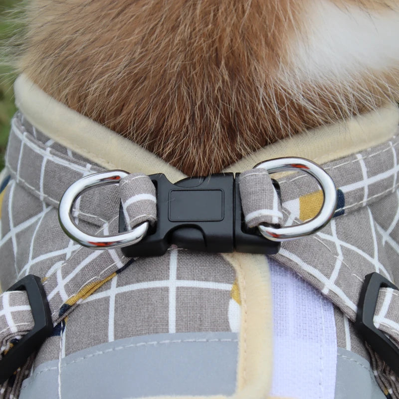 Classic Grid Pattern Comfort Harness & Leash Set
