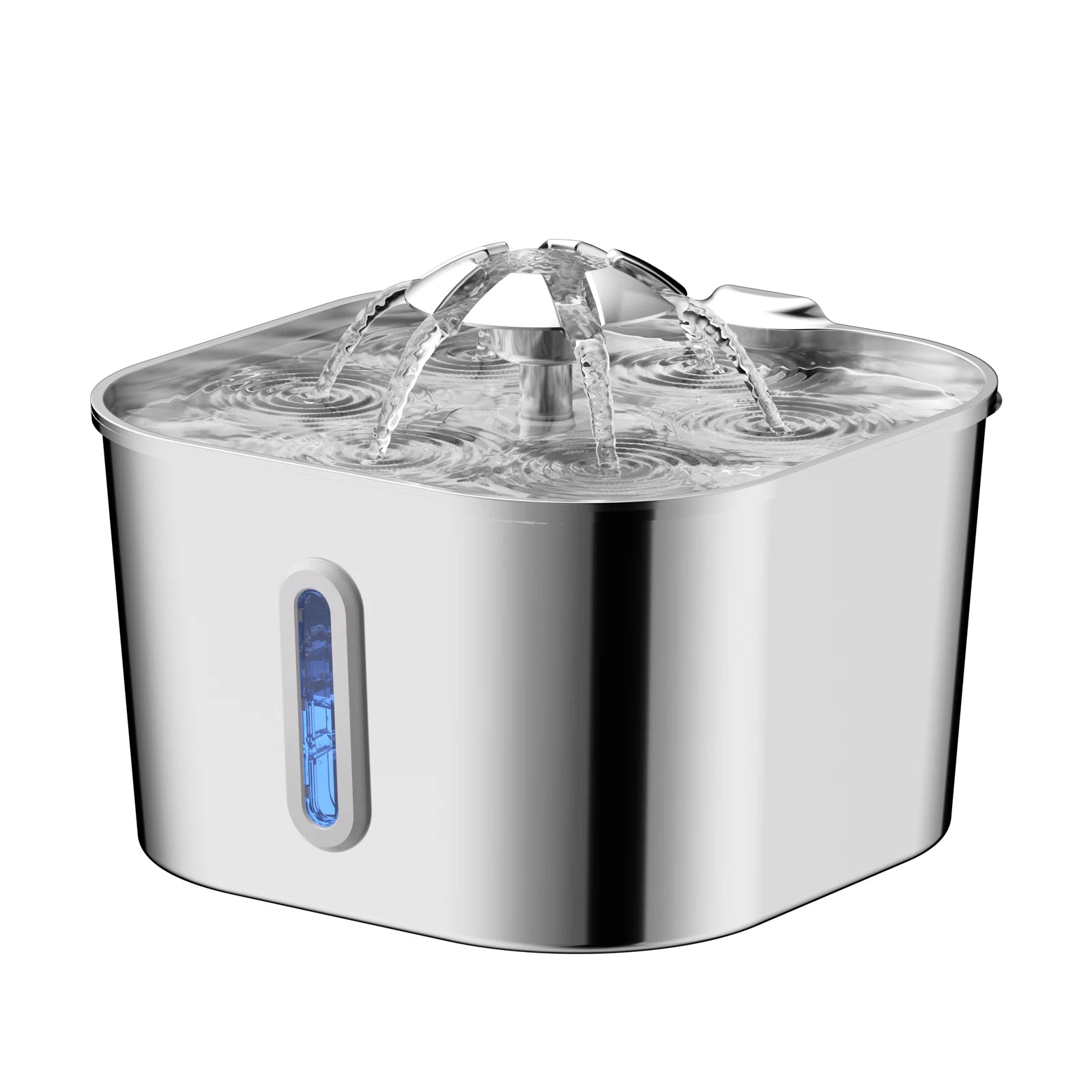 2.2L Stainless Steel Quiet Pet Square Fountain