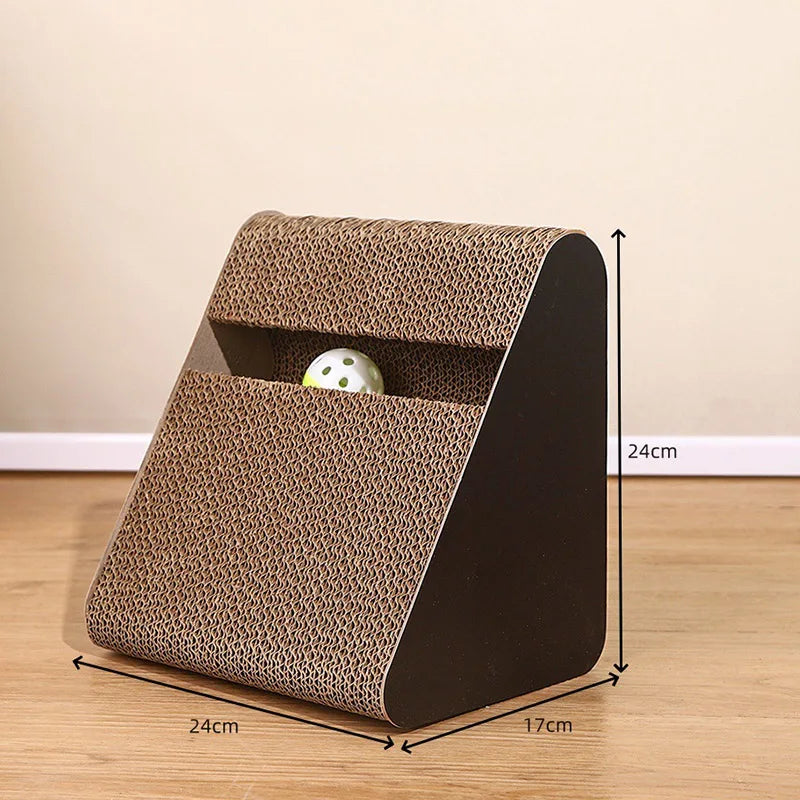 2-in-1 Interactive Cardboard Cat Scratcher and Puzzle Toy