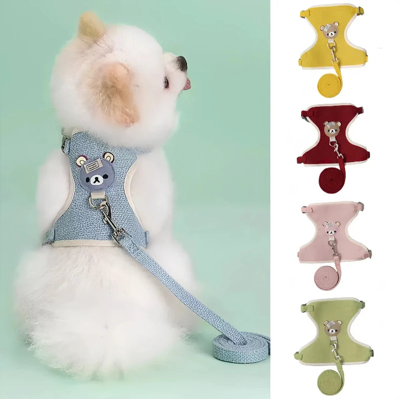 Cute Bear Comfort Harness and Leash Set for Small Dogs