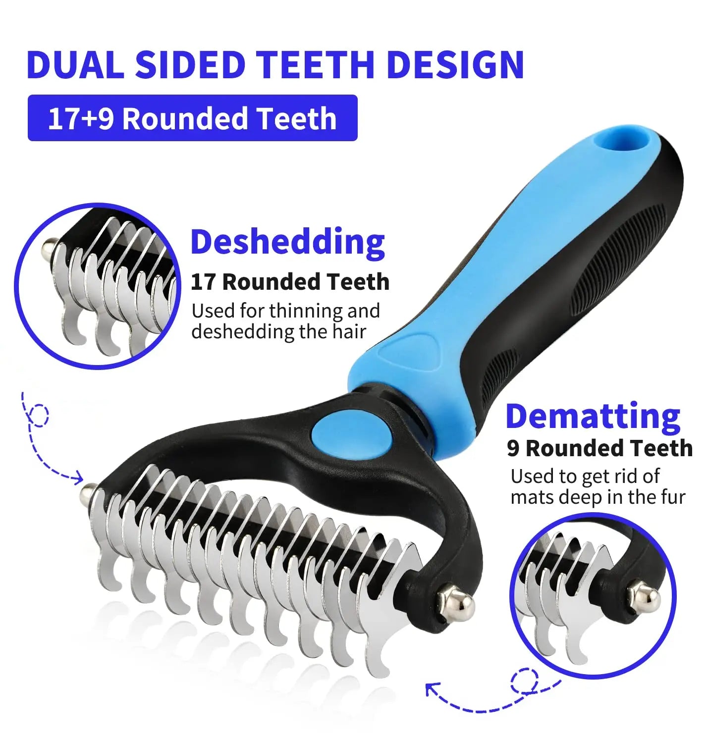 Dual-Sided Professional Dematting & Deshedding Rake