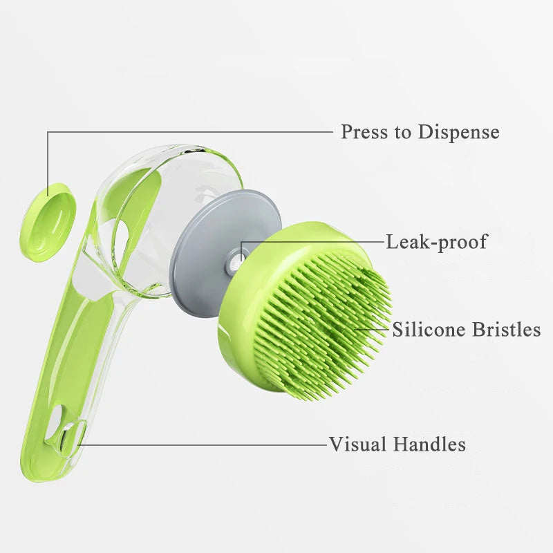 Long-Handle 2-in-1 Shampoo Dispenser Pet Bath Brush