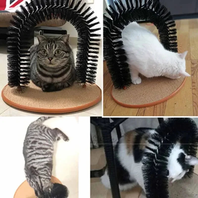 Cat Grooming and Massage Arch - 2-in-1 Toy with Scratching Base