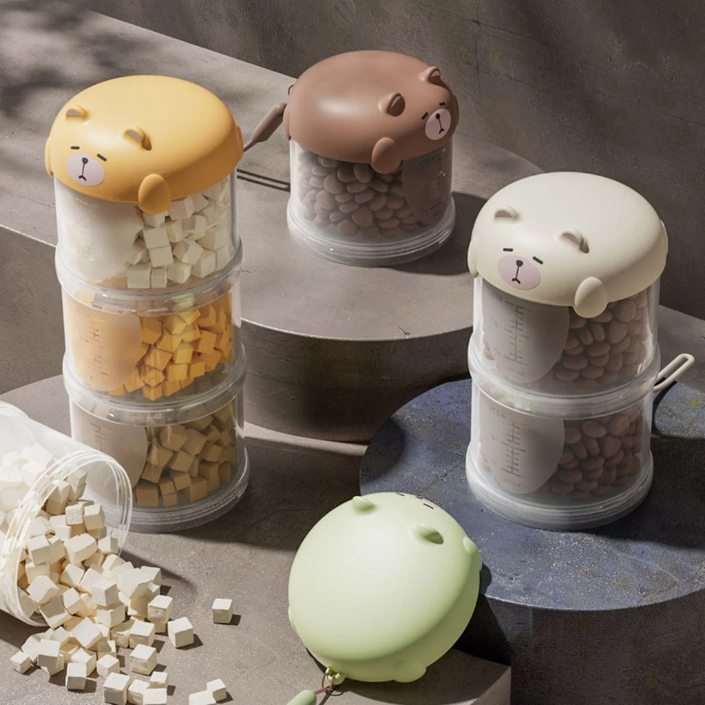 Stackable Bear-Top Travel Food Dispenser
