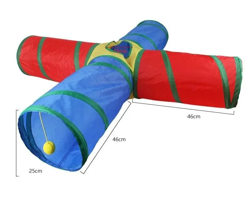 Foldable Multifunctional Cat Tunnel (Vibrant Colors) - Hide-and-Seek and Hunting Fun