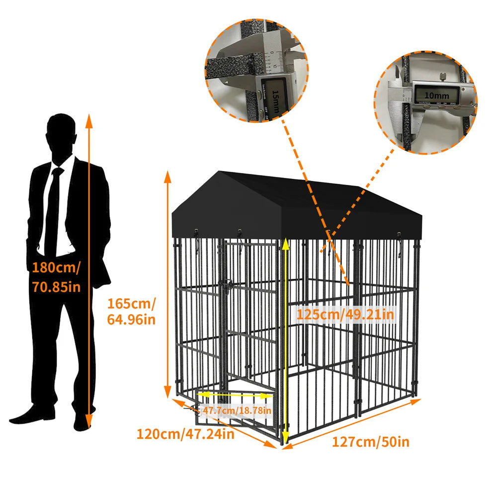 Heavy-Duty Outdoor Modular Dog Kennel with Sunshade