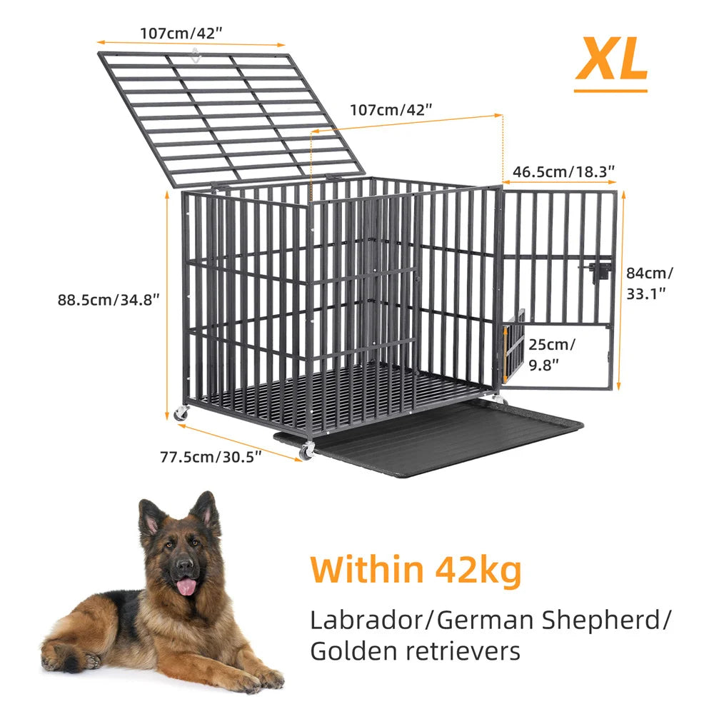 Heavy-Duty Lockable Dog Crate with Removable Tray