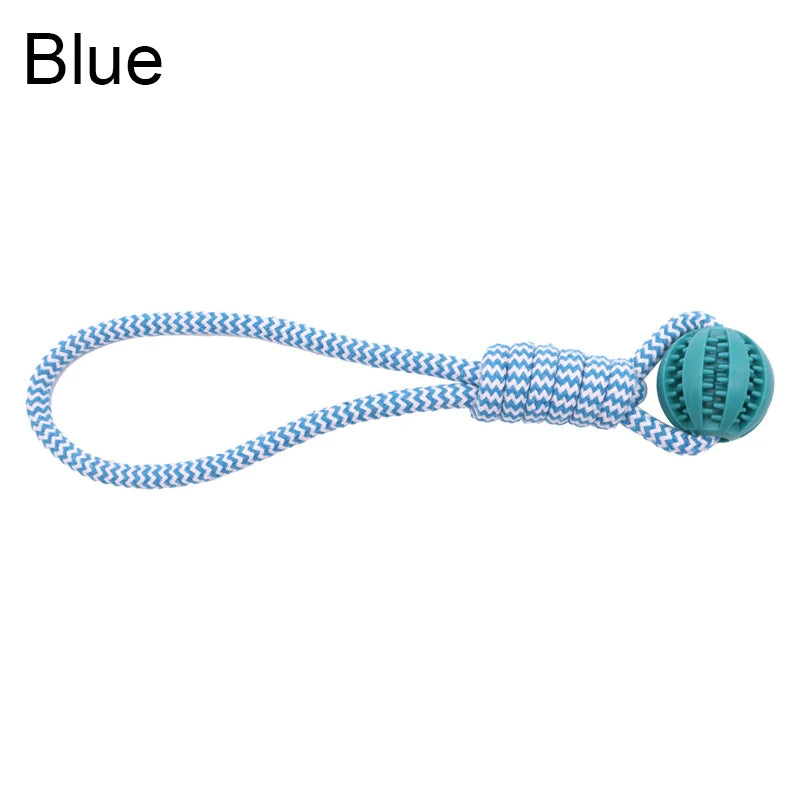 Treat Dispensing Ball Toy with Rope - Tug-of-War and Dental Cleaning
