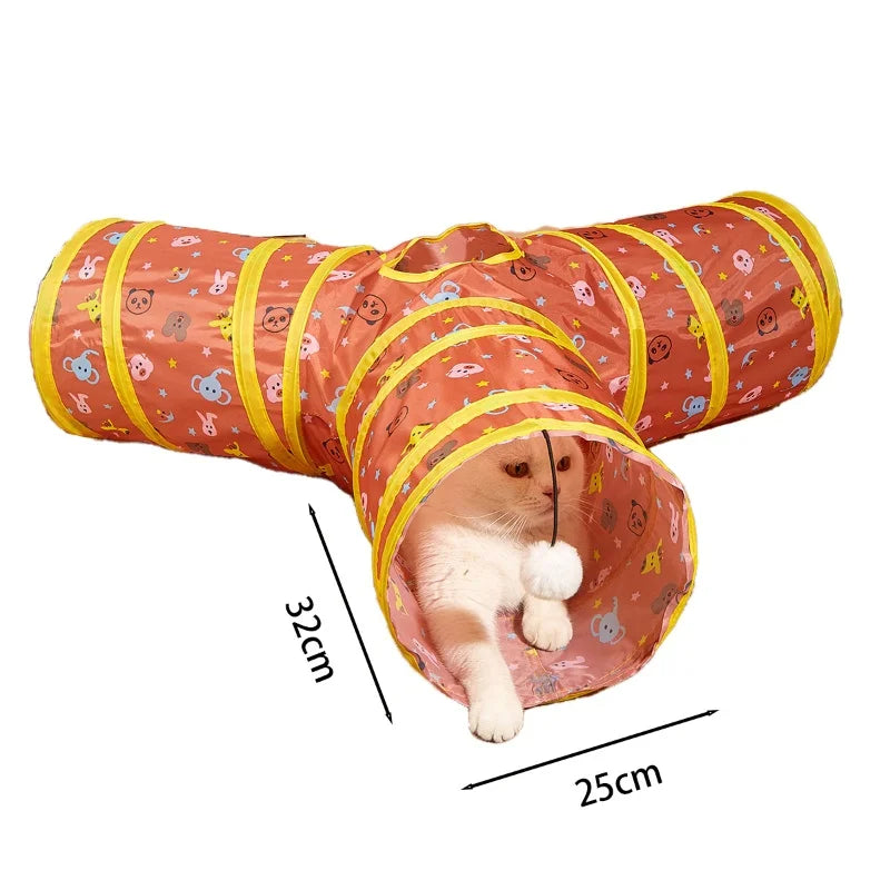 Foldable Multifunctional Cat Tunnel (Vibrant Colors) - Hide-and-Seek and Hunting Fun