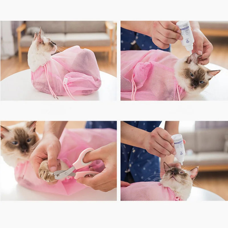 No-Scratch Cat Grooming & Bathing Mesh Bag