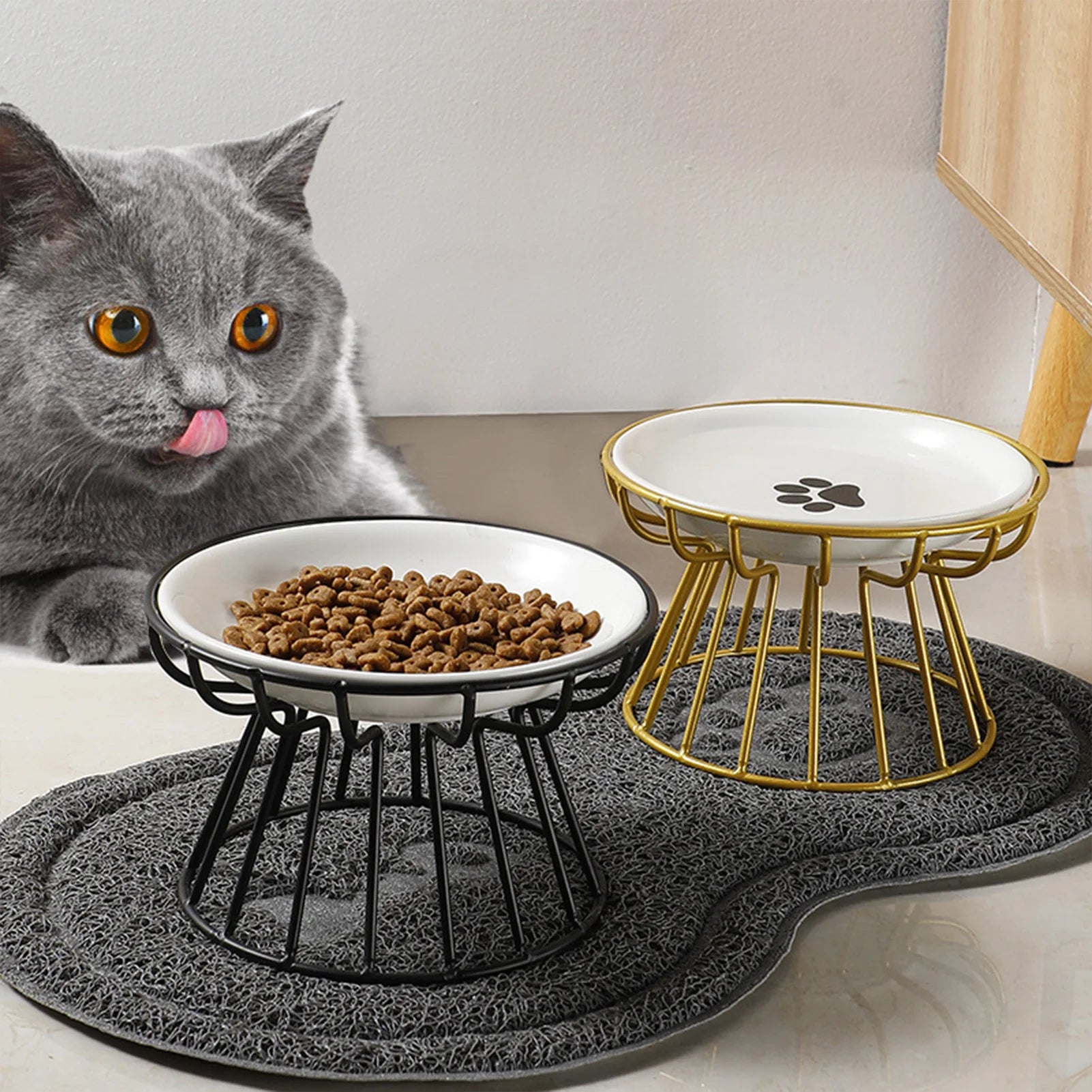 Ceramic & Wire Elevated Pet Feeder