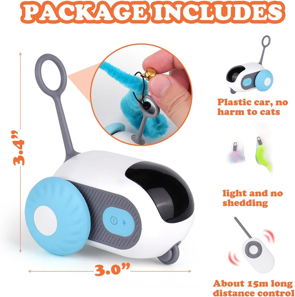 Remote Controlled Interactive Robot Car (15m) - Autonomous Hunting and Safe Fun for Cats