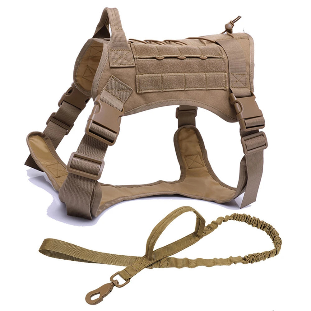 Heavy-Duty Tactical No-Pull Dog Harness and Bungee Leash Set