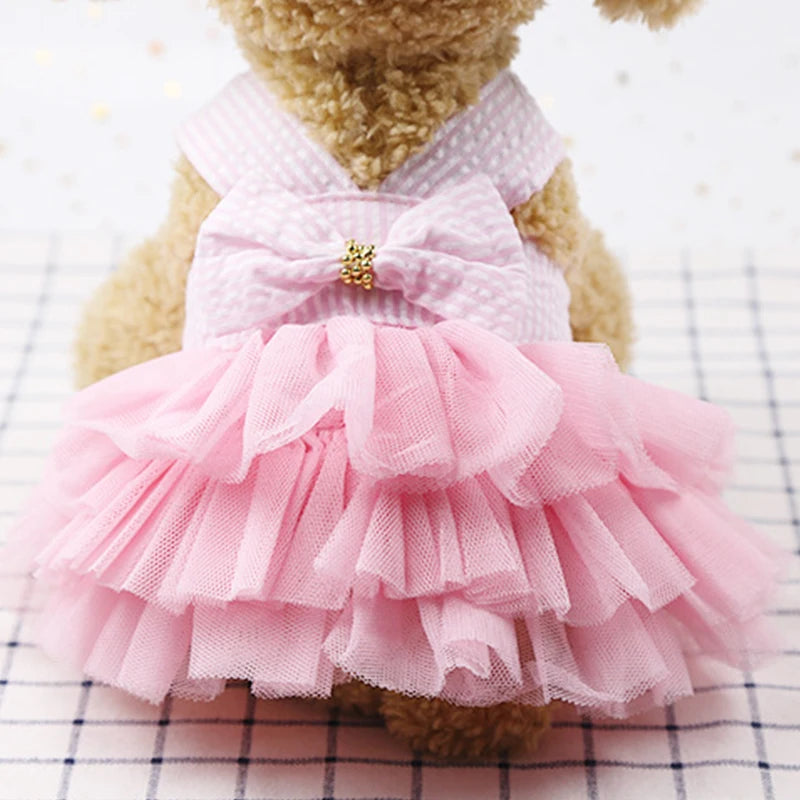 Elegant Pet Dress with Lace/Bow Detail - Perfect for Parties and Photo Shoots
