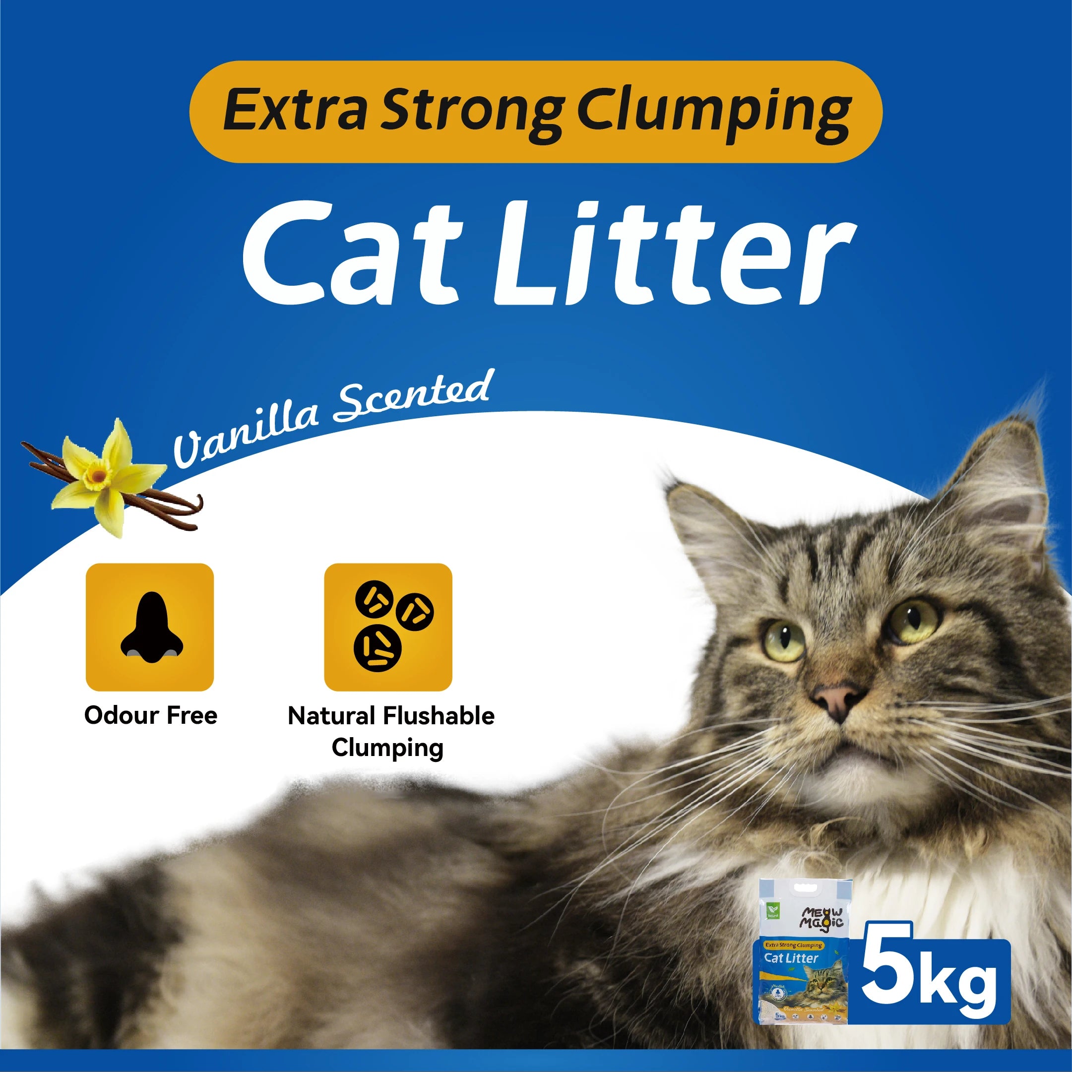 MEOW MAGIC Cat Litter: Extra Strong Clumping with Vanilla Scent