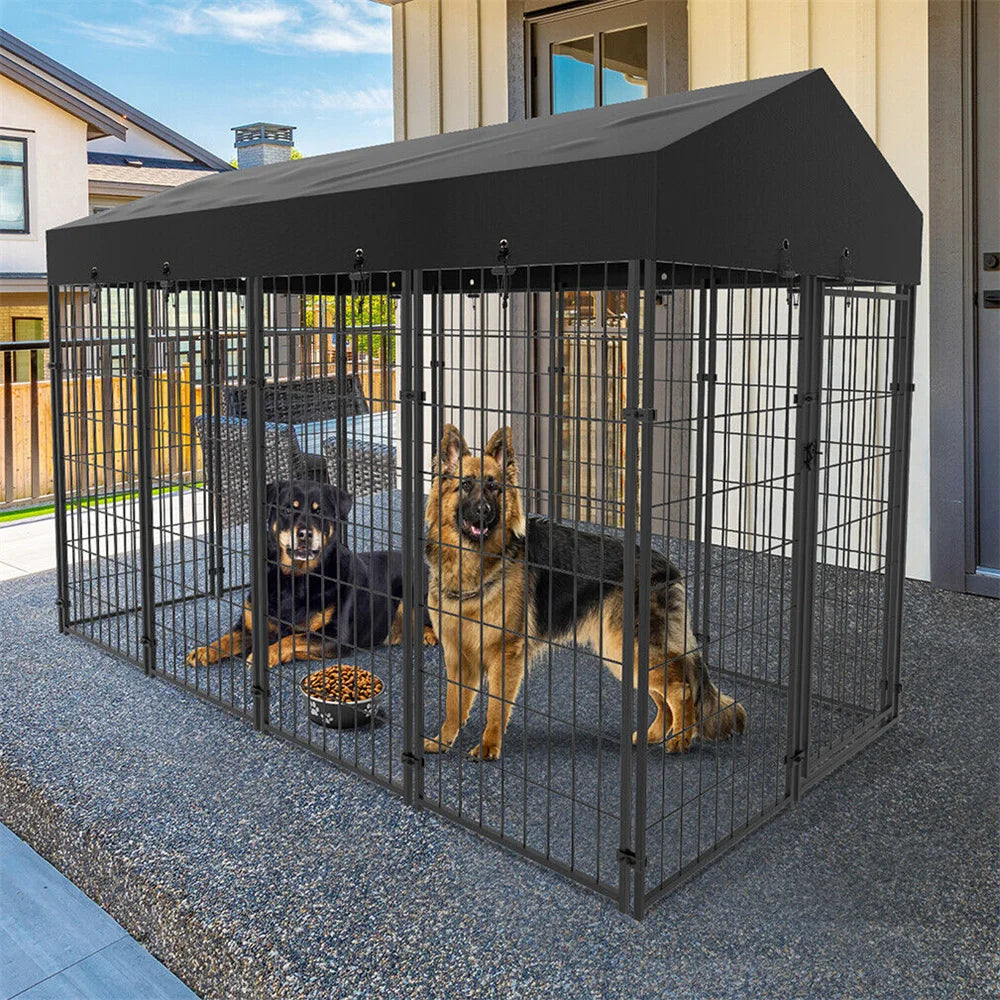 Heavy-Duty Outdoor Modular Dog Kennel with Sunshade