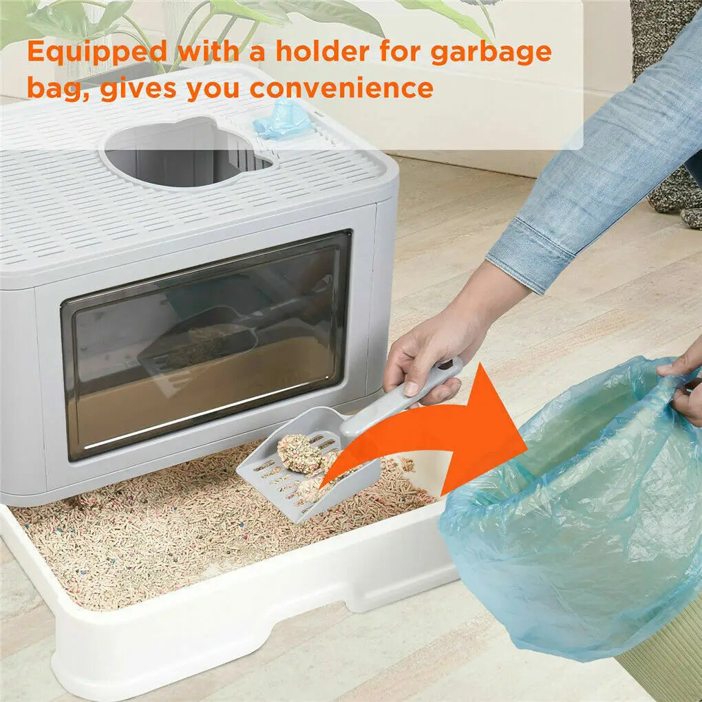 Enclosed Cat Litter Box with Removable Drawer and Dual Entry