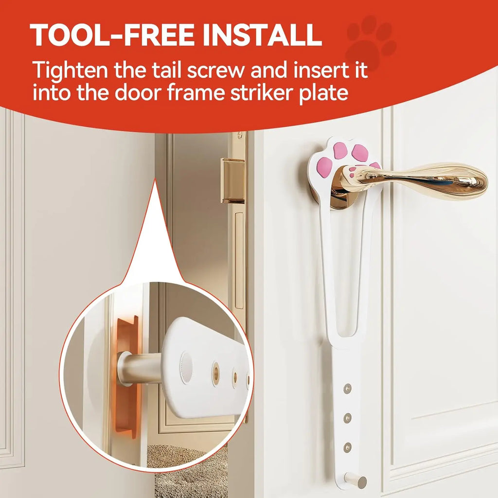 Adjustable Paw-Shaped Cat Door Latch - Excludes Dogs and Babies