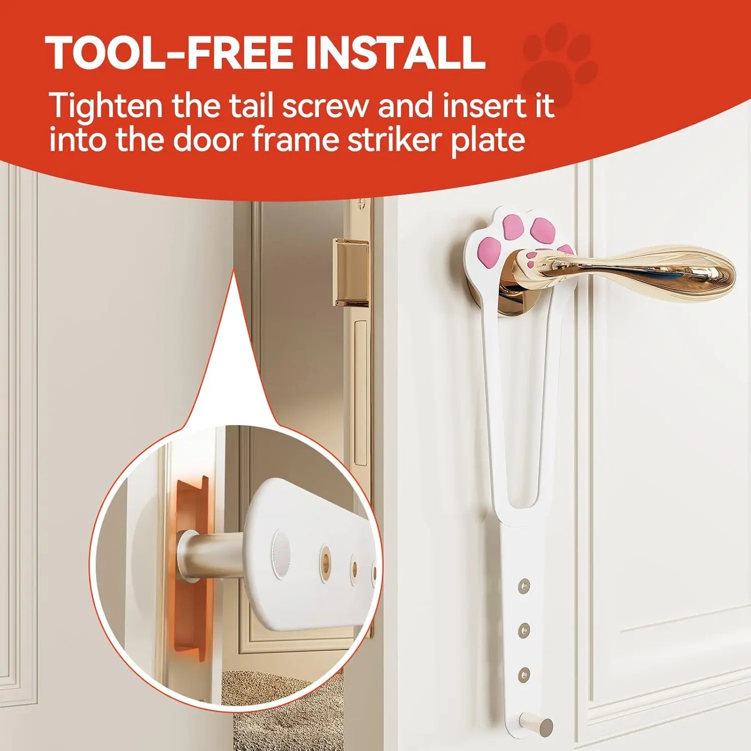 Adjustable Paw-Shaped Cat Door Latch - Excludes Dogs and Babies