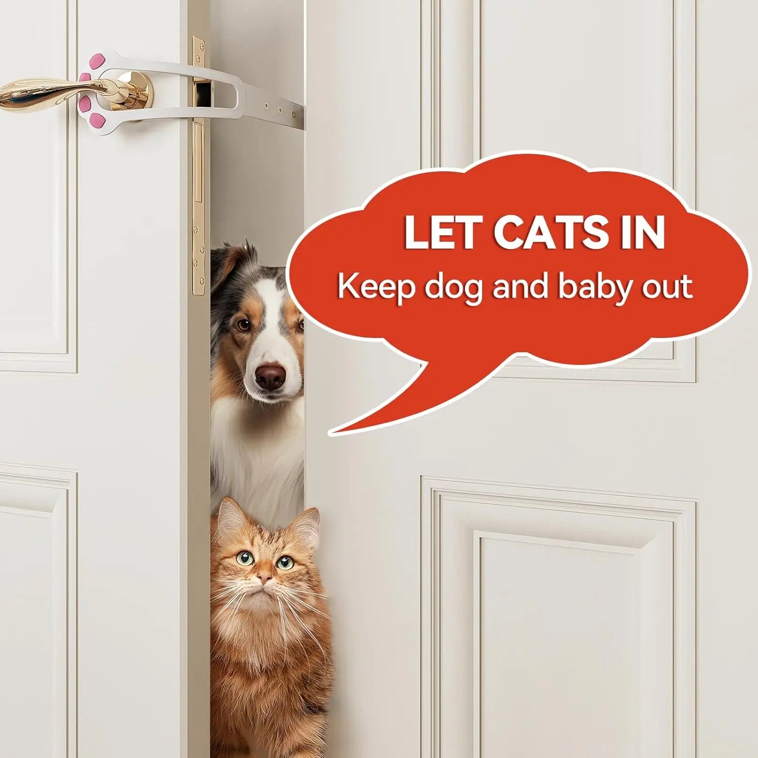 Adjustable Paw-Shaped Cat Door Latch - Excludes Dogs and Babies