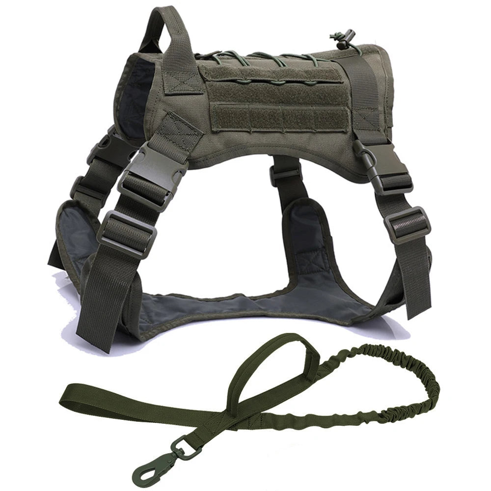 Heavy-Duty Tactical No-Pull Dog Harness and Bungee Leash Set