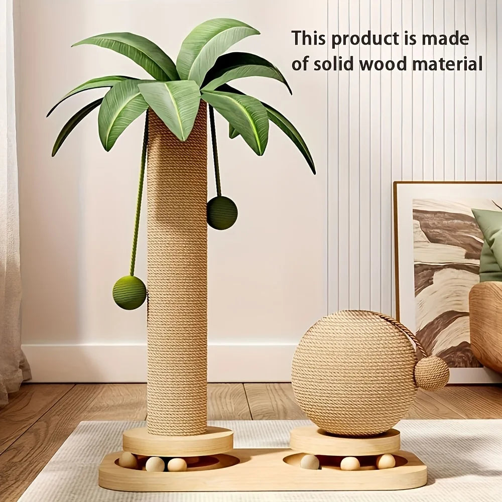 Durable Coconut Tree Themed Cat Scratching Tower